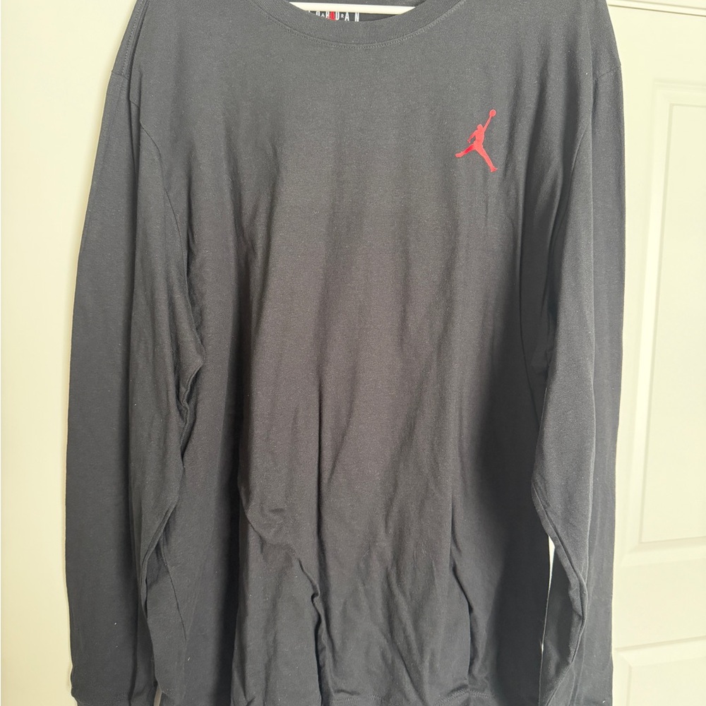 Jordan Black Long Sleeve Tee with Red Logo
